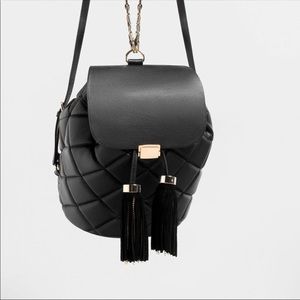Zara quilted backpack with tassels